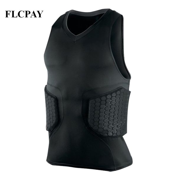 

2018 new honeycomb tight training vest football jerseys body protection basketball jersey vest tight fitness t-shirts gym, Black;blue