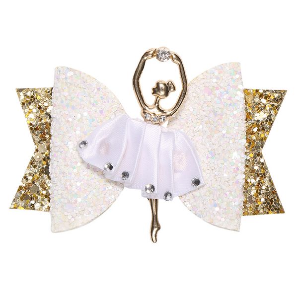 

ncmama ballerina glitter hair bows for girls shiny princess hair clips cute handmade hairpins kids barrettes hair accessories, Slivery;white