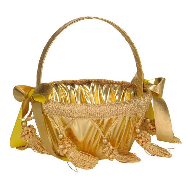 

Gold Silver Flower Girl Basket For Weddings Tassel Petal Basket Wedding Accessories Photography Props Bridal Favors CPA1899