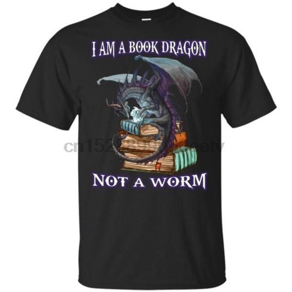 

i am a book dragon not a worm men t-shirt s-6xl, White;black