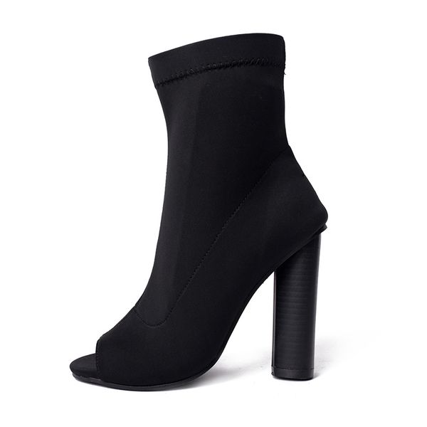 

ltarta 2019 new women fashion boots elastic boots mouth coarse heel super high heel socks ladies'sandals zl-178-3, Black