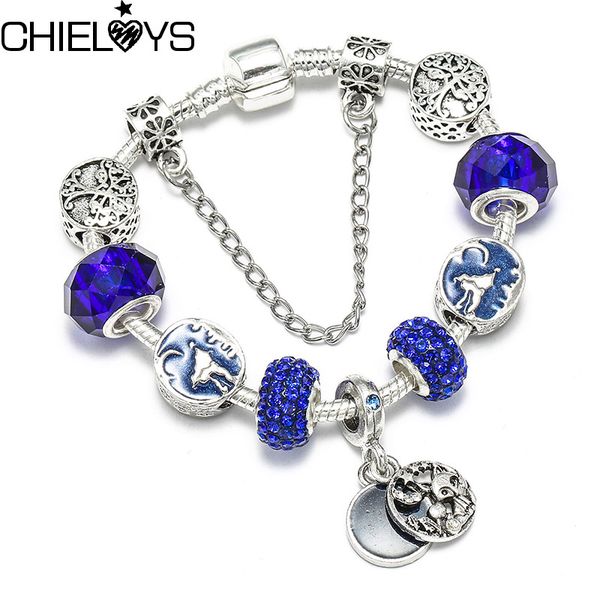 

chieloys 2020 vintage murano glass beads bracelet for women animal charm bracelets & bangles diy pulseiras jewelry, Golden;silver