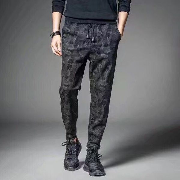 

2019 casual pants men's loose pants set-up trending harun men's straight, Black