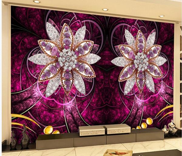 

modern living room wallpapers purple fractal diamond jewelry flower wal