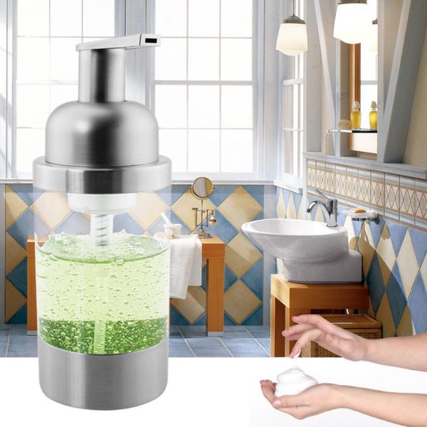 

304 stainless steel counterfoaming soap dispenser bottle(satin finish) plastic pump head 250ml