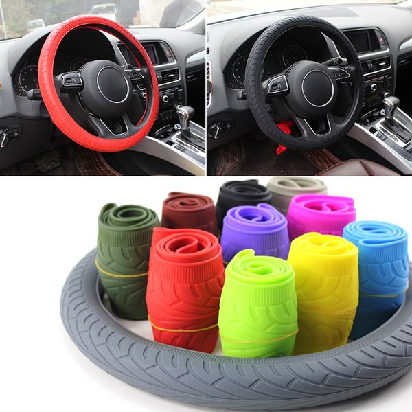 

car styling 1pcs multi color silicone auto steering-wheel cover anti-slip silicon steering wheel cover automobiles accessories