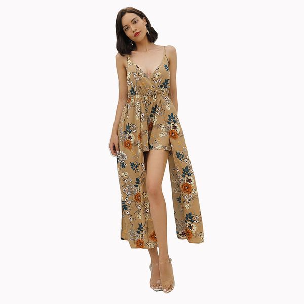 

women summer strap jumpsuit short sling high waist casual v-neck playsuit 19ing, Black;white