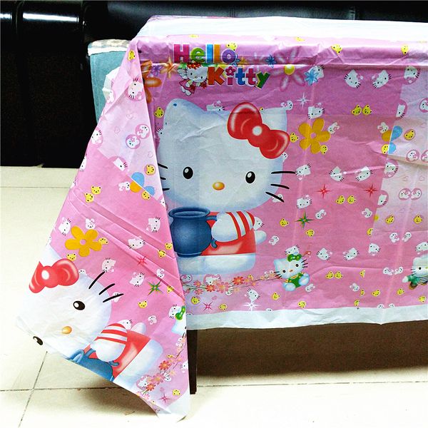 

108x180cm hello kitty party supplies disposable tablecloth kids birthday decoration baby shower for kids girls party favors