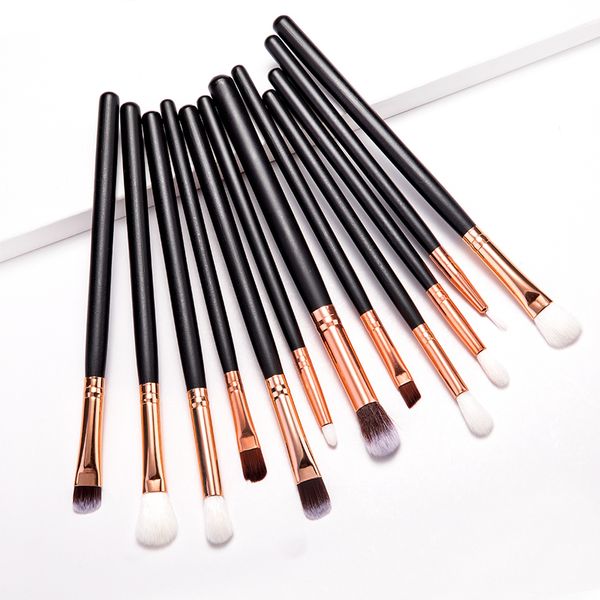 Set di pennelli per trucco Professionale 12 pezzi Set di pennelli per ombretto per eyeliner ciglia sopracciglio Strumenti cosmetici