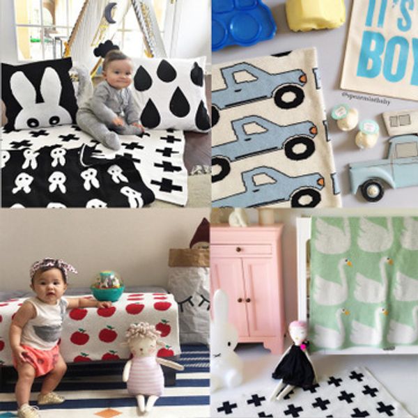 

baby blanket swaddle baby wrap knitted blanket for kid animal cartoon plaid infant toddler bedding room decoration