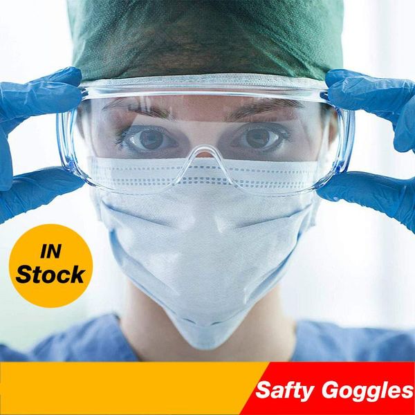 

transparent protective glasses safety goggles anti-splash wind-proof work safety glasses for industrial research cycling riding, Silver