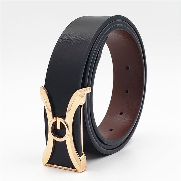 

new men belts 2019 cowhide genuine leather belts for men women fashion gold smooth buckle women luxury strap, Black;brown