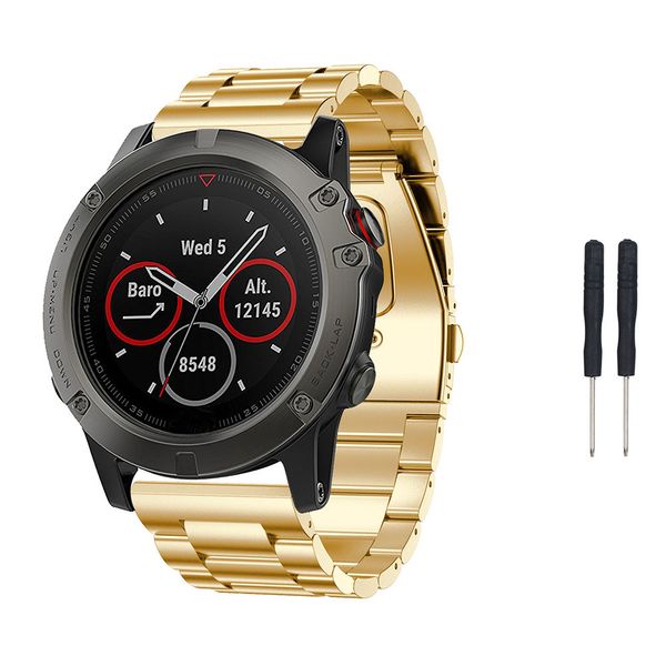 

metal watch band stainless steel bracelet strap for garmin fenix 5x/5x plus/fenix 3/3 hr/d2/descent mk1 gps smart watch accessry