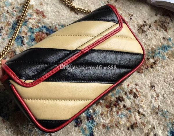 

5a quality 574969 17.5cm marmonts diagonal matelassÃ© leather super mini shoulder bag,cerise leather trim,with dust bag+box,dhl ing