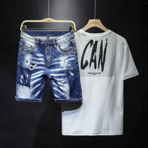 

2020 италия мода стиль designer summer mens casual джинсовые шорты джинсы марка вышивка hip pop rock брюки дыры jean мужские брюки, Blue