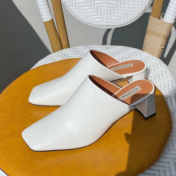 

comfortable women slippers slip on fashion mules shoes office pumps block high heels slides flip flops dress shoes party slides, Black