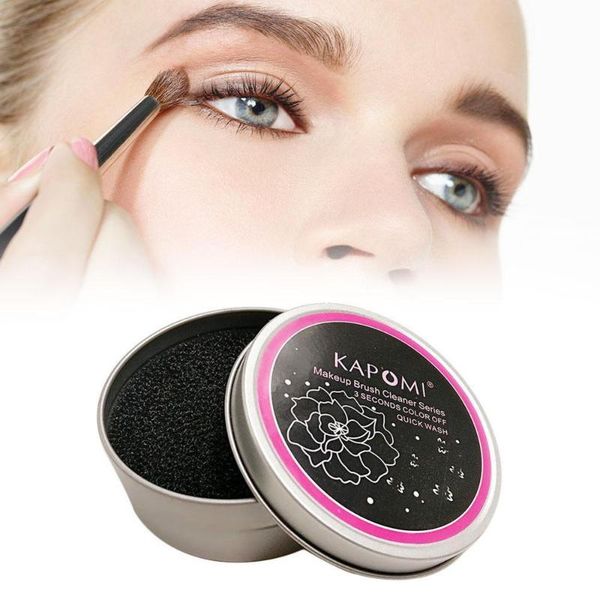 

губка кисть косметического уборщик iron box глаз lip нос лицо макияж кисть румяна пыль порошок easy cleaning remove clean case