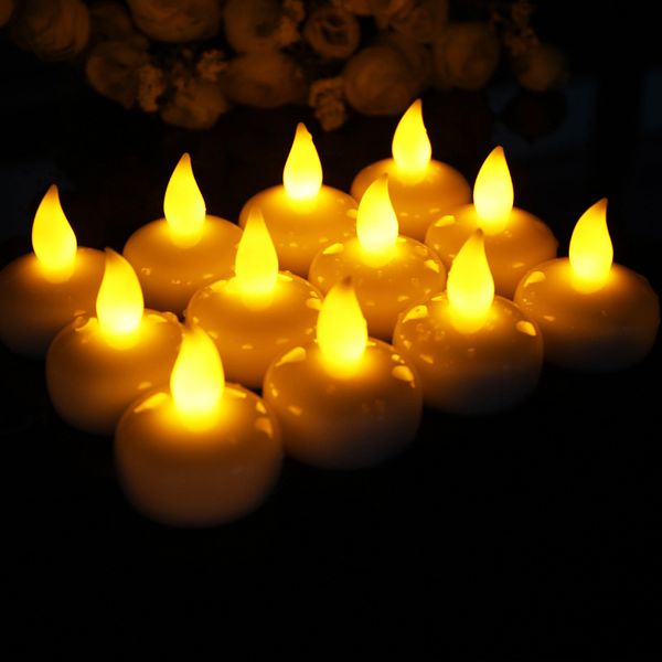 Float LED Tealight водонепроницаемые беспламенные свечи с батарейным питанием вода-активировать датчик свечи свадебные украшения дома
