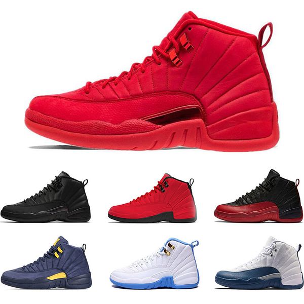

2019 12s basketball shoe winterized wntr gym red michigan bordeaux 12 white black the master flu game taxi sports sneaker trainers size 7-13