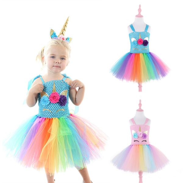 

unicorn for girls dresses 2 colors party princess dress girls lace tutu dress kids designer clothes girls evening dress jy59, Red;yellow