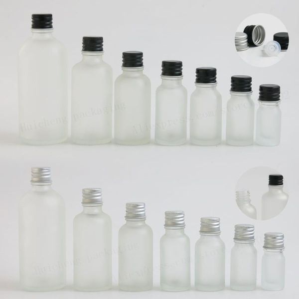 

storage bottles & jars promotion 100ml 50ml 30ml 20m 15ml 10ml 5ml empty frost glass essential oil bottle containers with aluminum lids 12pc