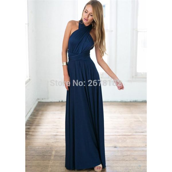

long dress bridesmaid formal multi way wrap convertible infinity maxi dress navy blue hollow out party bandage vestidos, Black;gray