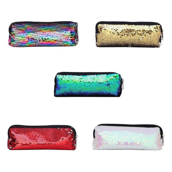 

fish scale sequins cosmetic bags women makeup pouch students pencil case