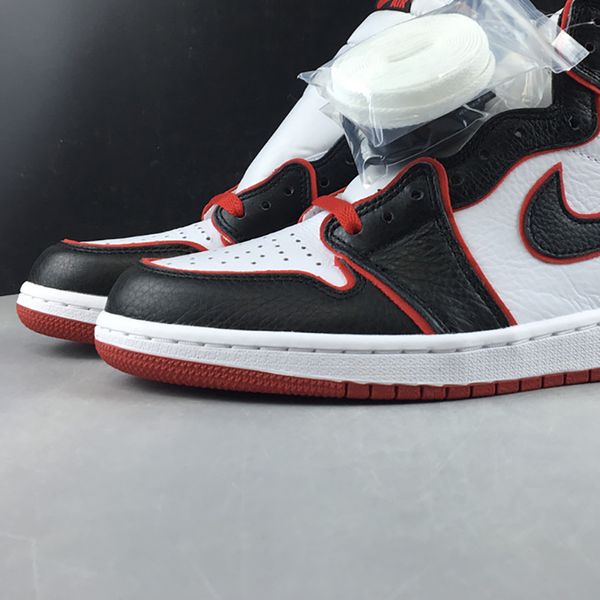 

air 1 high og bloodline meant to fly 2019 555088-062 1s women men basketball sports shoes sneakers trainers with original box, Black;white