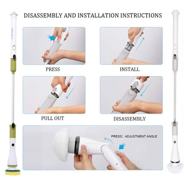 

new wireless electric cleaning brush long handle telescopic household cleaning brush automatic rotating mop for bathroom kitchen magnetic wi