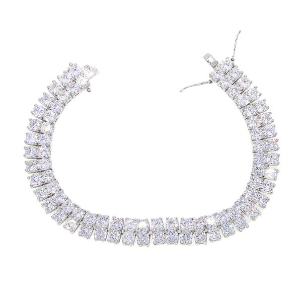 

круглый граненый мужской теннисный браслет цирконий тройной замок хип-хоп ювелирные изделия роскошный кристалл cz мужская мода браслет-обере, Golden;silver