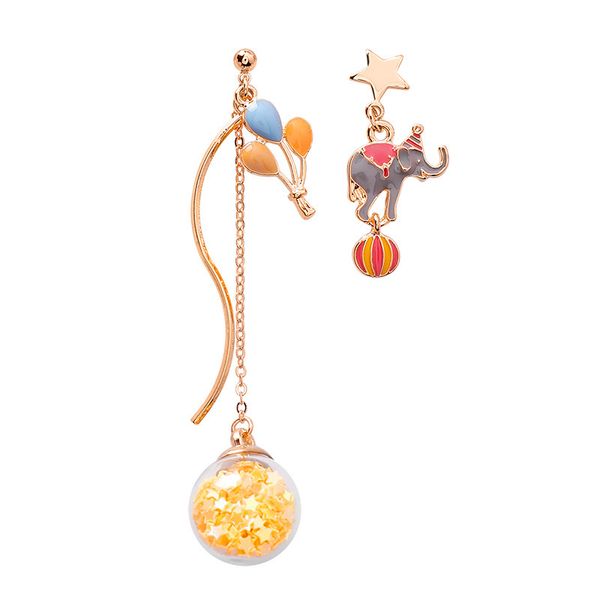 

korea style earring new elephant cartoon circus balloon earrings for women asymmetric drop earrings fashion jewelry earring 2019, Silver