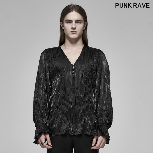 

noble novelty buttons flounce cuff loose blouse gothic classic black feather long sleeve men shirt punk rave wy-1154ccm, White;black