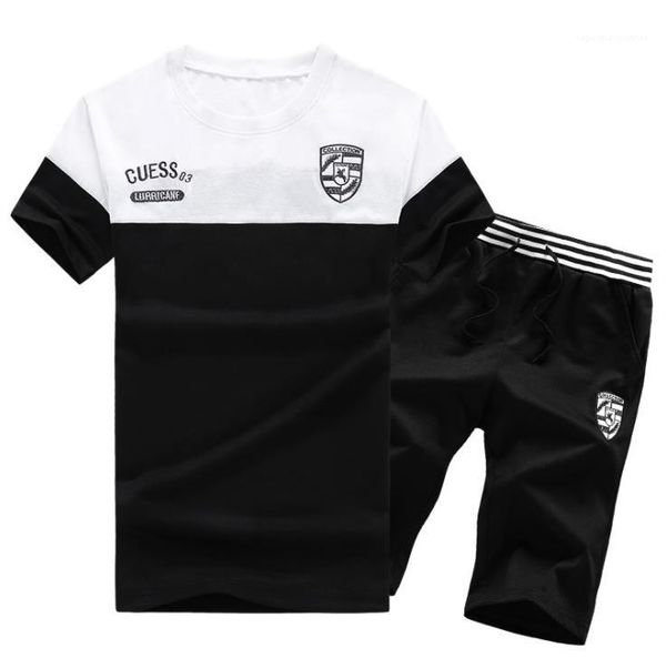 

sleeve tshirt fifth pants 2pcs clothing sets running panelled sportswear mens fashion sports tracksuits designer short, Gray