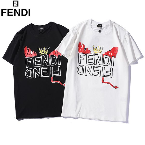 

2020ssfends italian brand t-shirt mens designer t-shirt luxury casual short-sleeved cotton sports t-shirt little monster print t shirt, White;black