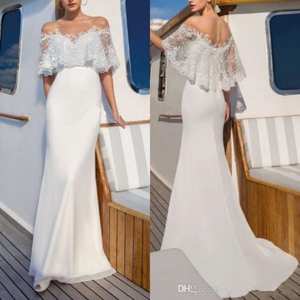 

white boat neck formal wedding long dresses vestidos de fiesta bridal wedding dress with appliques floor length robe de mariee
