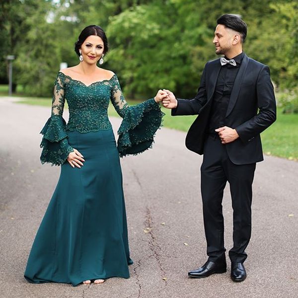 

eightale green evening dresses sexy v-образным вырезом аппликации кружева бисером русалка выпускное платье с длинными рукавами формальное пл, White;black