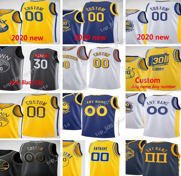 

пользовательский печатный голден стэйт уорриорз трикотажное изделия верхнего качество 2020 новые желтое синие белого черное золота джерси со, Black;yellow