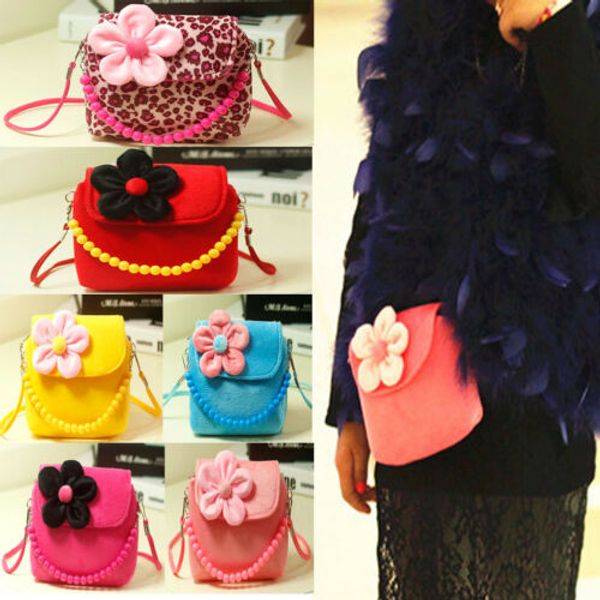 

new mini cute christmas gift kid girl candy color floral pattern beads shoulder bags wallet shopping bags