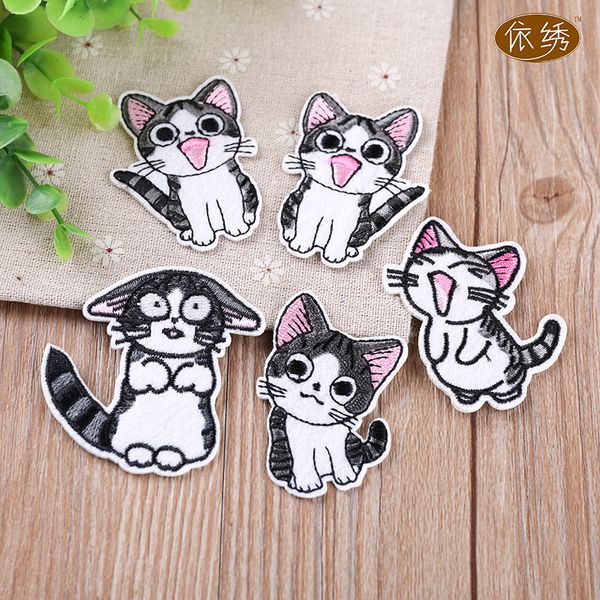 

embroidery cute cats patches for jackets,embroidered cartoon badges appliques for jeans,patches for clothing a212, Black
