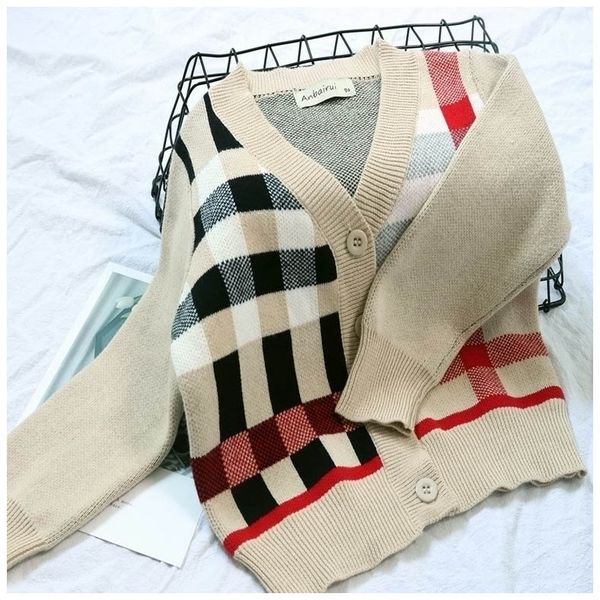 

kids designer knit cardigan boys and girls brand sweater children striped print cloyhing minimalism casual style new fashion, Blue
