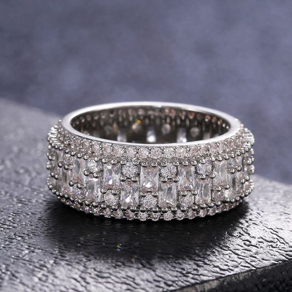 

sparking full zircon wedding rings for women s925 engagement party jewelry girls ladies gift ring size 6-10 bague, Slivery;golden