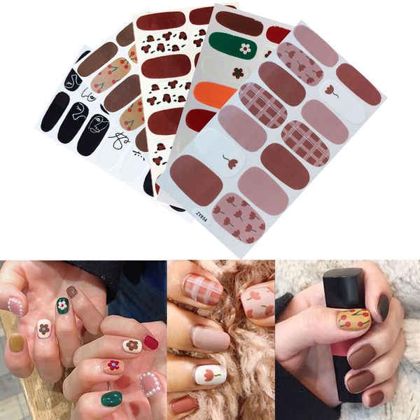 

1 sheet nail wraps flowers mixed size and patterns self-adhesive full cover 3d nail stickers decals diy design decals, Black