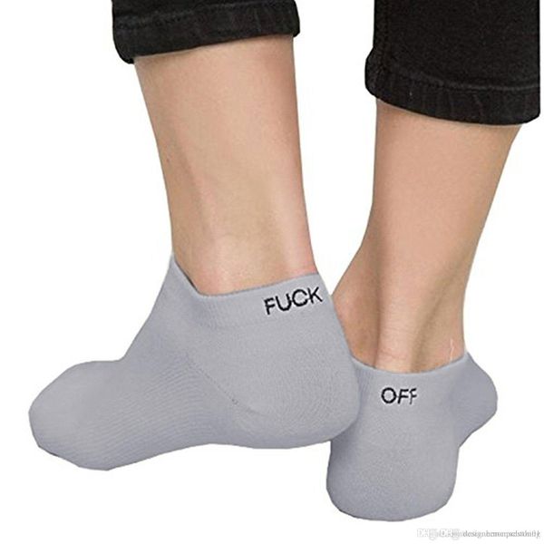 

mens fashion designer sock solid color letters fck off casual ankle socks clothing underwear, Black