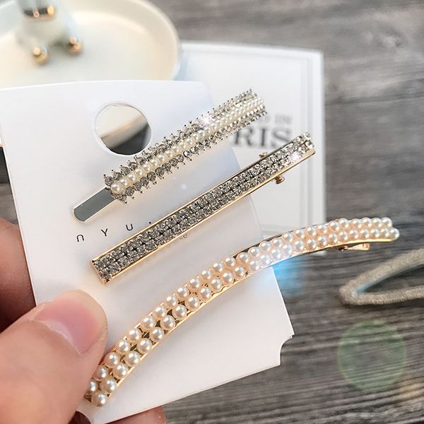 

2019 metal rhinestone pearl hairpins geometric hair clips for women hair accessories barrettes hairgrip