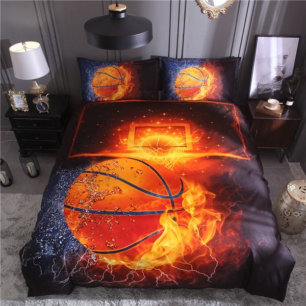 

bonenjoy 3d bed set basketball and fire duvet cover sets football single size bed cover full size linen china bedding kit
