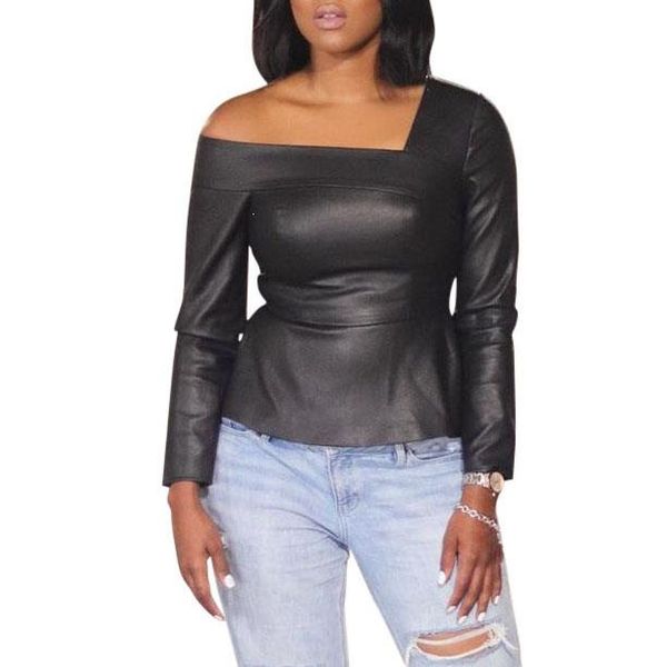 

women's blouses & shirts pu faux leather womens and streetwear camisa blusas, White