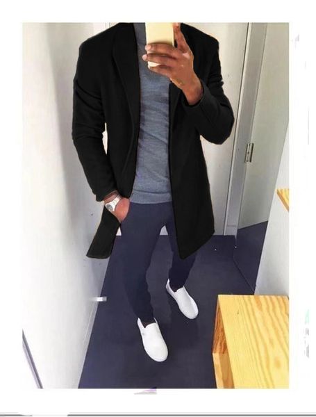 

новый мужской тренч пальто, Tan;black