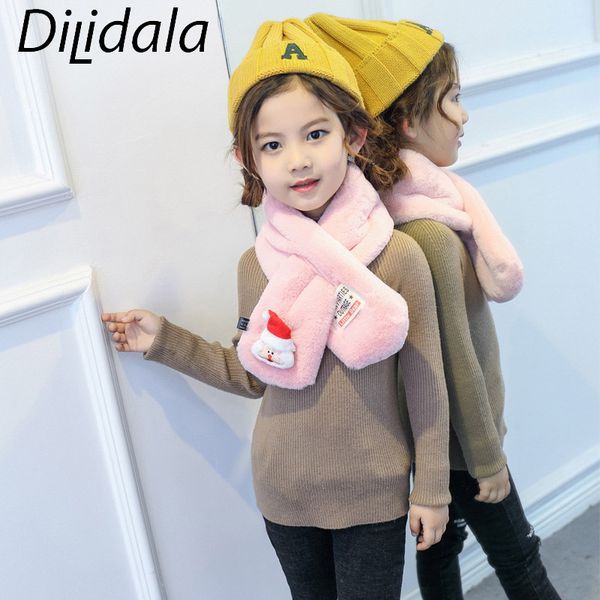

dilidala christmas santa claus children's scarf kids plush scarf korean winter wild thick warm kid bib children christmas gifts, Blue;gray