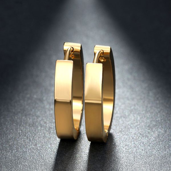 

zorcvens stainless steel women earrings 4mm width round circle brincos high polished hoop earrings fashion jewelry, Golden;silver