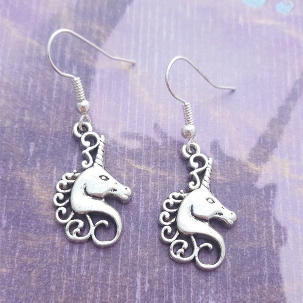 

2019 new style ancient silver unicorn earring ear hook personality creative women jewelry designer earrings valentine's day gifts